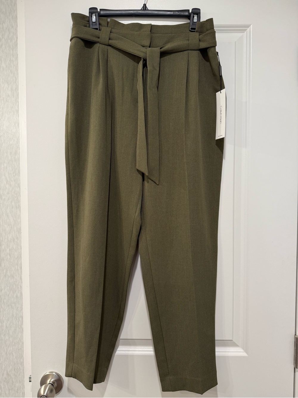 Calvin Klein Olive Green Tie-Waist Chinos